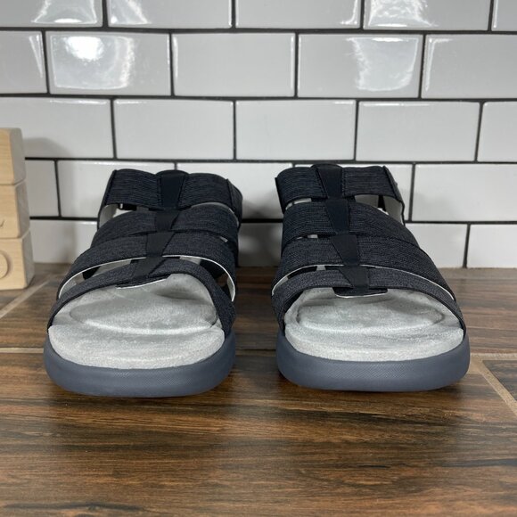 JSport Cara Womens Size 9 Shoes Black Open Toe Lightweight Strappy Wedge Sandals - Picture 2 of 13